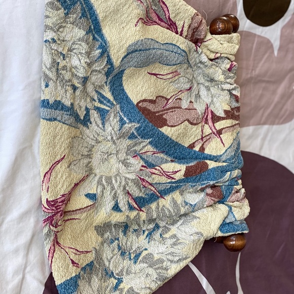 Large fabric and wood clutch. Vintage - Picture 2 of 2